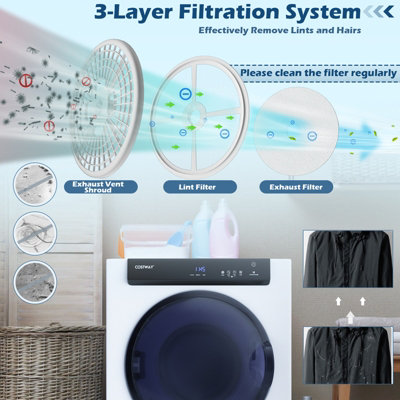 Costway 4KG Compact Dryer 1400W Electric Clothes Dryer Laundry Dryer 3 Heating Options - 4