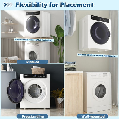 Costway 4KG Compact Dryer 1400W Electric Clothes Dryer Laundry Dryer 3 Heating Options - 7
