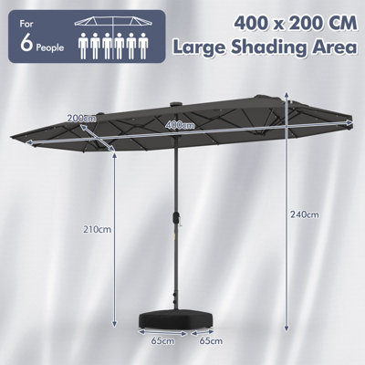 Costway 4M Outdoor Double Sided Parasol Twin Large Patio