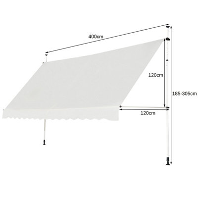 Costway 4M Telescopic Canopy Retractable Adjustable Outdoor Clamp Awning Sun Shelter