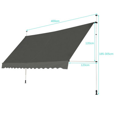 Costway 4M Telescopic Canopy Retractable Adjustable Outdoor Clamp ...