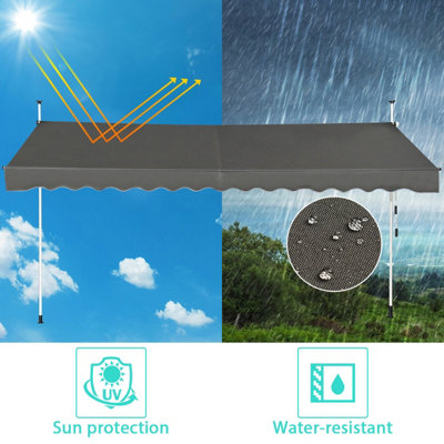 Costway 4M Telescopic Canopy Retractable Adjustable Outdoor Clamp Awning Sun Shelter - 6