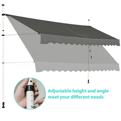 Costway 4M Telescopic Canopy Retractable Adjustable Outdoor Clamp Awning Sun Shelter - 8