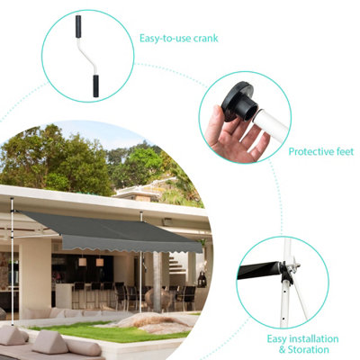 Costway 4M Telescopic Canopy Retractable Adjustable Outdoor Clamp Awning Sun Shelter - 9
