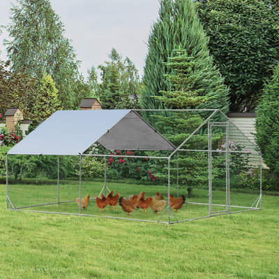 Costway 4M x 3M Chicken Coop Large Metal Spire-Shaped w/ Cover Walk-in Chicken Rabbits Ducks Cage