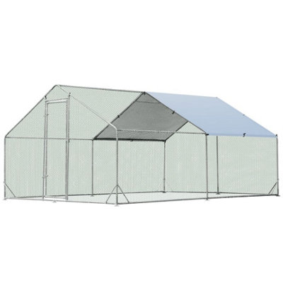 Costway 4M x 3M Chicken Coop Large Metal Spire-Shaped w/ Cover Walk-in Chicken Rabbits Ducks Cage - 9