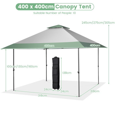 Costway 4M x 4M Gazebo Pop up Canopy Tent Sun Shelter w/ Wheeled Bag