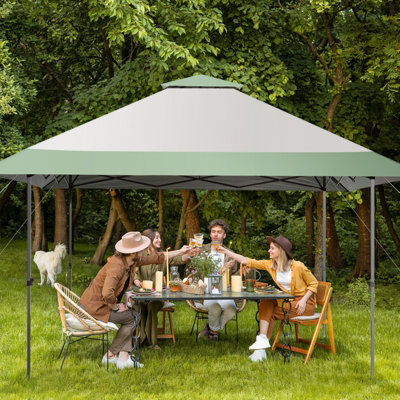Costway 4M x 4M Gazebo Pop up Canopy Tent Sun Shelter w/ Wheeled Bag - 3