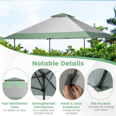Costway 4M x 4M Gazebo Pop up Canopy Tent Sun Shelter w/ Wheeled Bag - 5