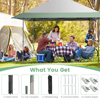 Costway 4M x 4M Gazebo Pop up Canopy Tent Sun Shelter w/ Wheeled Bag - 9