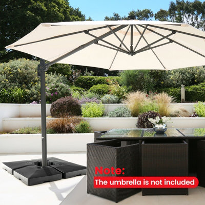Costway 4PCS 20L Fillable Umbrella Base Stand Patio Offset Cantilever Umbrella Base - 3