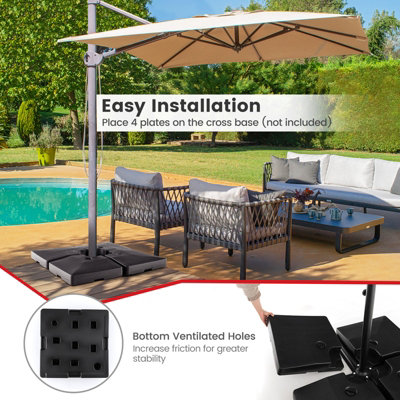 Costway 4PCS 20L Fillable Umbrella Base Stand Patio Offset Cantilever Umbrella Base - 6