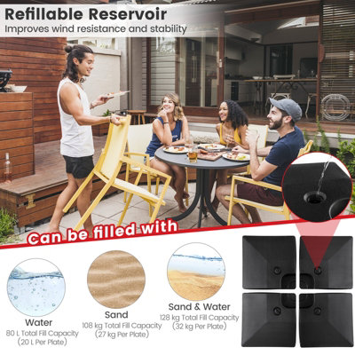Costway 4PCS 20L Fillable Umbrella Base Stand Patio Offset Cantilever Umbrella Base - 7