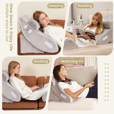 Costway Bed Wedge Pillow Adjustable Memory Foam Reading Sleep Back