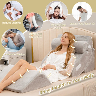 Costway 4pcs Bed Wedge Pillow Set Adjustable Bed Wedge Memory Foam Pillow Washable Cover - 5