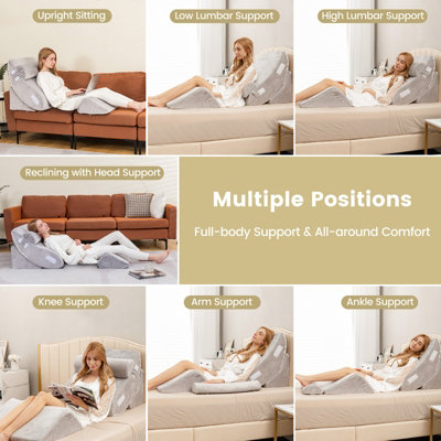 Costway 4pcs Bed Wedge Pillow Set Adjustable Bed Wedge Memory Foam Pillow Washable Cover - 9