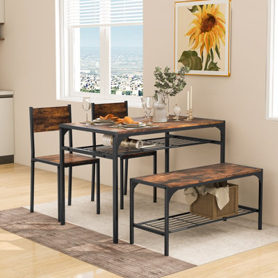 Costway 4PCS Dining Table Set for 4 Industrial Rectangular Kitchen ...