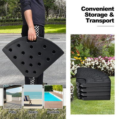 Costway 4Pcs Patio Cantilever Offset Umbrella Base 84kg Heavy-Duty Water Filled Base - 8