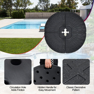 Costway 4Pcs Patio Cantilever Offset Umbrella Base 84kg Heavy-Duty Water Filled Base - 9