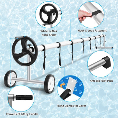 Costway 5.5 m Pool Cover Reel Set Adjustable Above Ground Pool Solar Cover Reel - 9