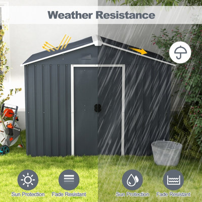 Costway 5.7 x 7.7 FT Outdoor Storage Shed Large Organizer House Galvanized Steel Base - 5