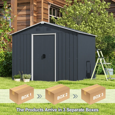 Costway 5.7 x 7.7 FT Outdoor Storage Shed Large Organizer House Galvanized Steel Base - 8