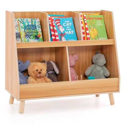 Costway 5 Cubby Kids Toy Storage Organizer Wooden Children Bookcase Bookshelf Cabinet