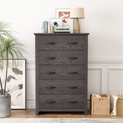 Costway 5 Drawer Dresser Vertical Chest of Drawers Wooden Storage Dresser Organizer