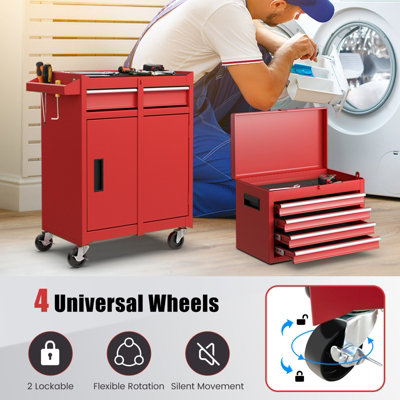 Costway 5-Drawer Rolling Tool Chest High Capacity Tool Storage Cabinet ...