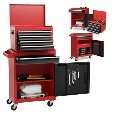 5-Drawer Metal Rolling Tool Chest With Wheels,Tool Storage Cabinet With Locking System,Toolbox With Wheels For Garage Warehouse Workshop Repair Shop,Red