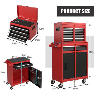 Costway 5-Drawer Rolling Tool Chest High Capacity Tool Storage Cabinet ...