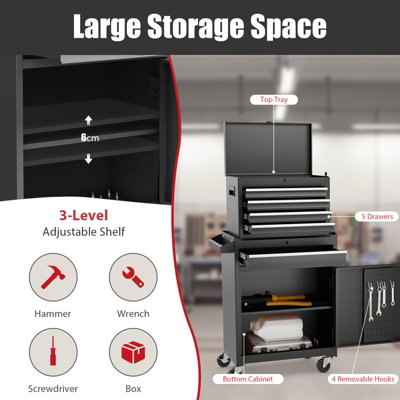 Costway Three Tray Rolling Tool Cart Mechanic Cabinet Storage