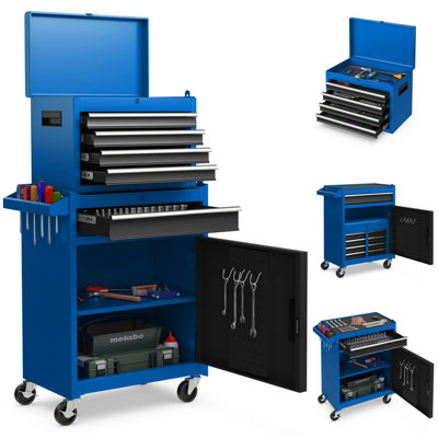 Costway 5-Drawer Rolling Tool Chest High Capacity Tool Storage Cabinet w/ Lockable Wheel