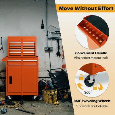 Costway 5-Drawer Rolling Tool Chest High Capacity Tool Storage Cabinet w/ Lockable Wheel - 3