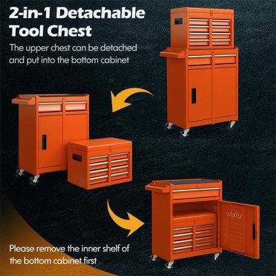 Costway 5-Drawer Rolling Tool Chest High Capacity Tool Storage Cabinet w/ Lockable Wheel - 4