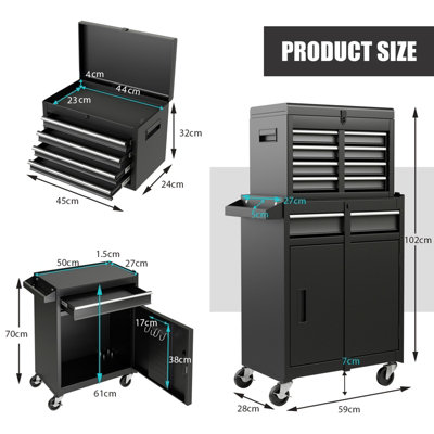 Costway 5-Drawer Rolling Tool Chest High Capacity Tool Storage Cabinet ...