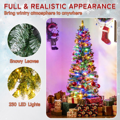 COSTWAY 5 FT Artificial Christmas Tree Pre-lit Xmas Tree Switchable LED ...