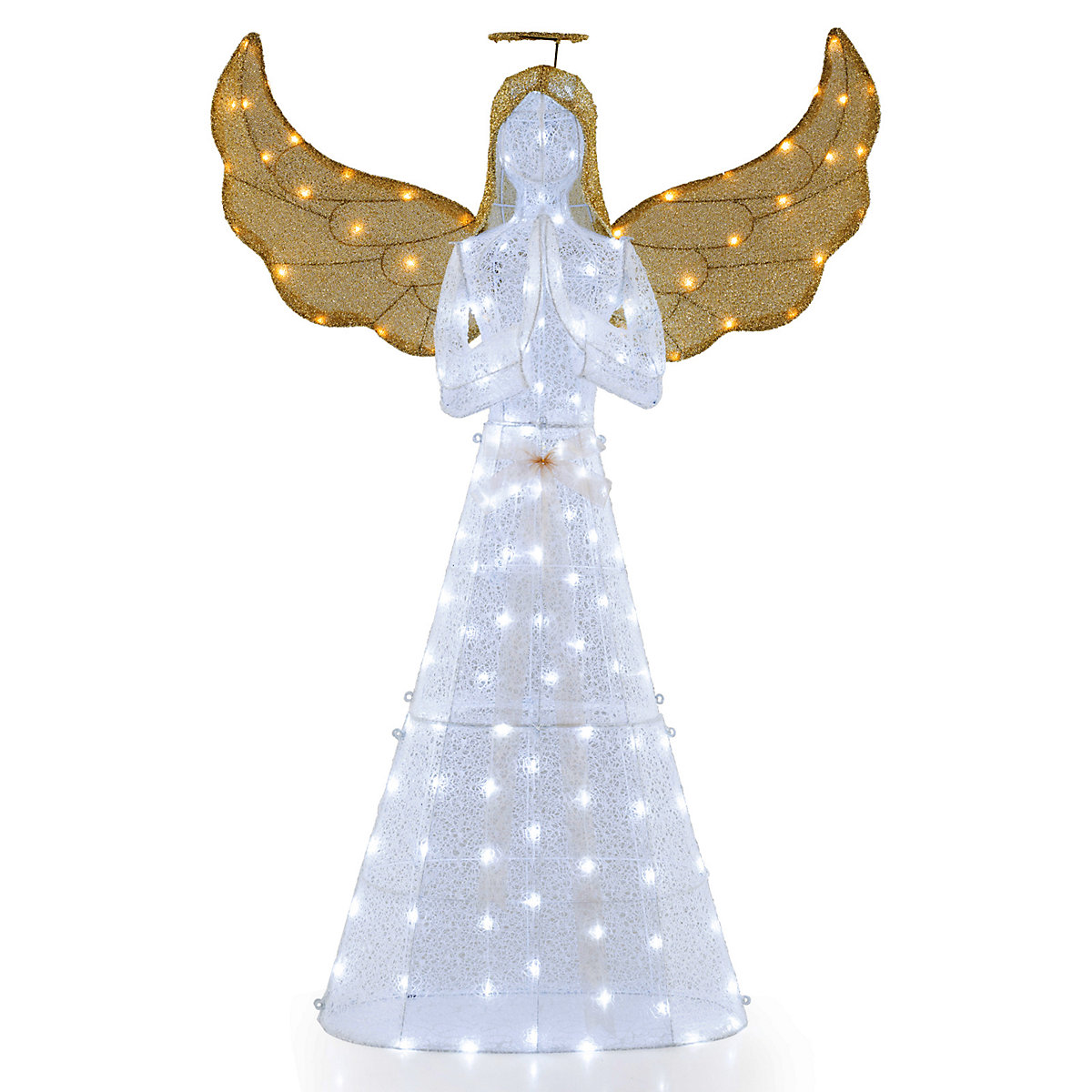 COSTWAY 5 FT Pre-Lit 3D Glittered Angel Decoration Lighted COSTWAY 5 FT Pre-Lit 3D Glittered Angel Decoration Lighted