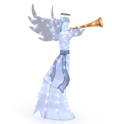 COSTWAY 5 FT Pre-Lit Trumpeting Angel Outdoor Light-up