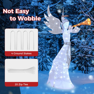 COSTWAY 5 FT Pre-Lit Trumpeting Angel Outdoor Light-up