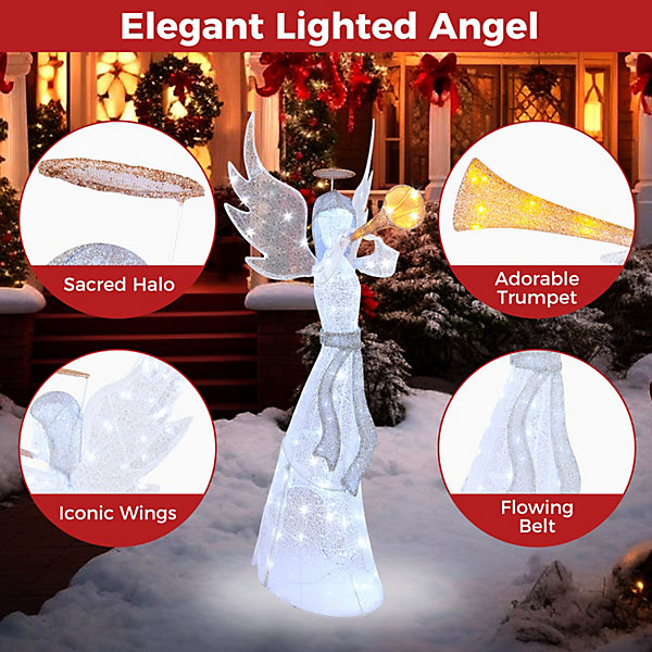 COSTWAY 5 FT Pre-Lit Trumpeting Angel Outdoor Light-up COSTWAY 5 FT Pre-Lit Trumpeting Angel Outdoor Light-up