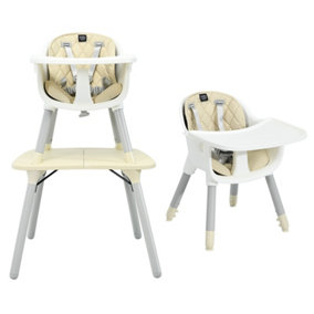 Costway 5-in-1 Convertible Baby Highchair Infant Dining Chair w/5-point Harness Tray Toddlers
