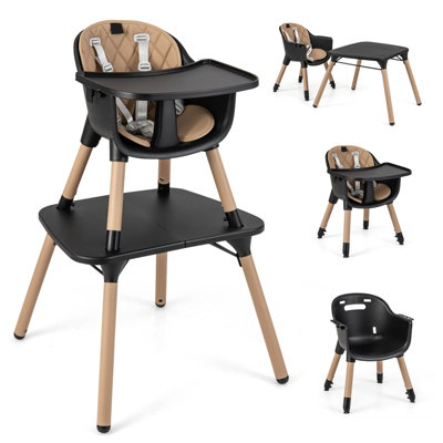 Costway 5-in-1 Convertible Baby Highchair Infant Dining Chair w/5-point Harness Tray Toddlers