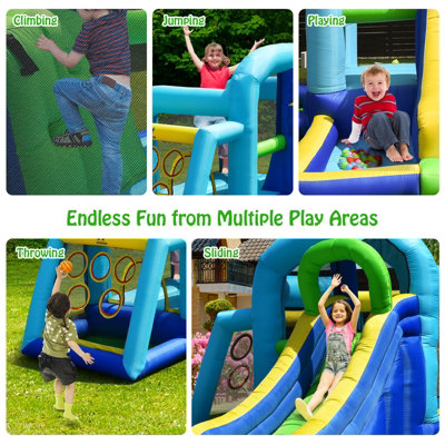 Costway 5 In 1 Inflatable Bounce Castle Bounce House W/Large Jumping & Playing Area - 4