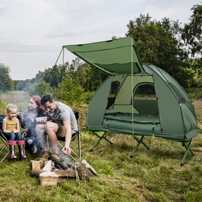 Costway 5-In-1 Single Camping Cot Tent Folding Portable Elevated Tent W/  Air Mattres