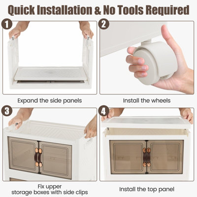 Costway 5 Pack Stackable Storage Cabinet Folding Home Organizer Lockable  Wheels 92 Gal