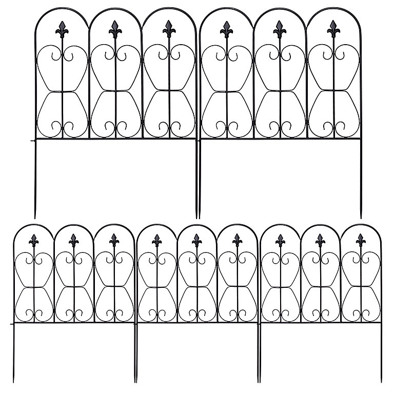 Costway 5 Panels Steel Decorative Garden Fence Folding Wire Patio ...