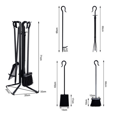 Costway 5 PCS Companion Set Black Fireside Fire Tools Fireside Accessories Iron Set