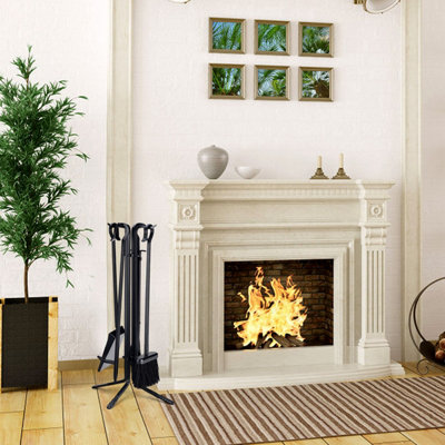 Costway 5 PCS Companion Set Black Fireside Fire Tools Fireside Accessories Iron Set - 3