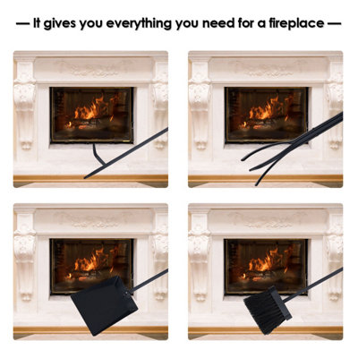 Costway 5 PCS Companion Set Black Fireside Fire Tools Fireside Accessories Iron Set - 8